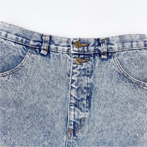Vintage 80s 90s Forenza Authentic Sportswear Acid Wash Denim Skirt Size4 - Picture 3 of 8